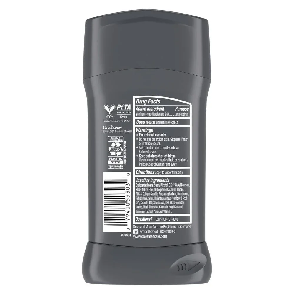 72H Odor & Stain Control Dove Men+Care Deodorant Stick - 4 Pack, Invisible Style